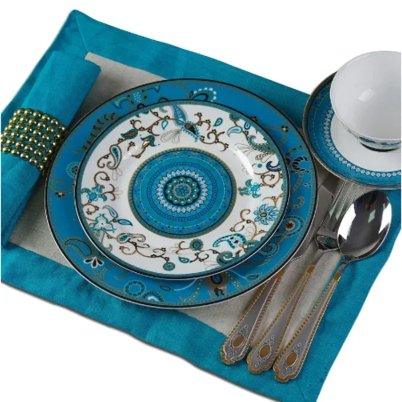 Керамическая посуда фарфоровая тарелка роскошный набор обеденных тарелок в