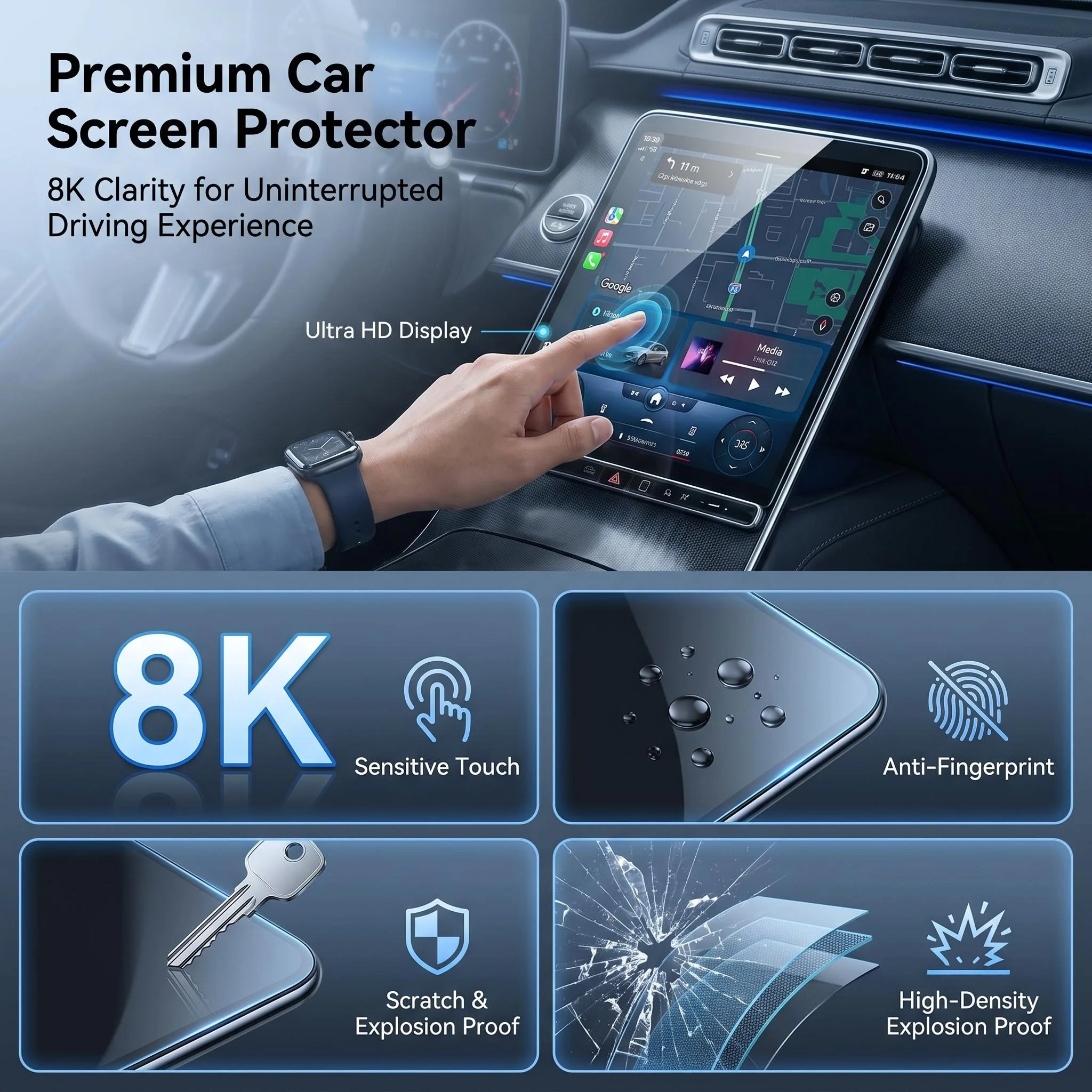 Фото Защитная пленка из закаленного стекла для экрана BMW X5 G05 (2019-2022), среднеразмерный внедорожник, защита от царапин и отпечатков пальцев, аксессуары №2