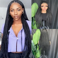 natural 34 inch glueless braid africa braided full lace front wigs for black women 30 inches box braided wigs with baby hair