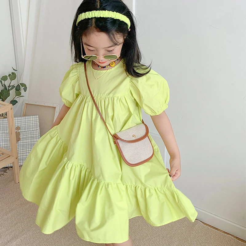 

New Baby Girls Dresses Summer Stitching Short-Sleeved Irregular Dress Big Swing Edge Princess Dress Fashion Children'S Clothing