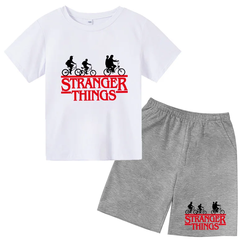 T Shirt Sets Comfort Top Boys Girls Summer Stranger Things TV Cartoon Harajuku T-Shirt Sets Kids Clothing Kids Streetwear Child