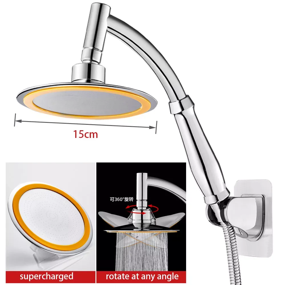 

NEW2022 6 Inch High Pressure 360 Adjustable Large Round Big Rainfall Sprayer Bathroom Hand Held Shower Head