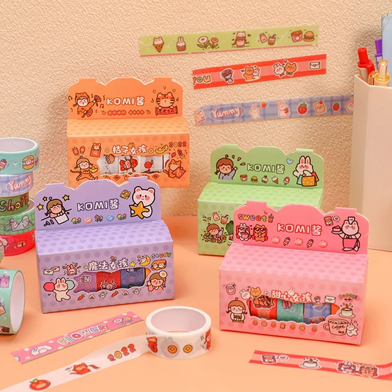 

Cartoon Bear Washi Tape Cute Girls DIY Hand Account Material Decoration Colorful Stickers 5 Meters Korean Stationery