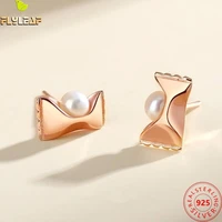 real 925 sterling silver jewelry freshwater pearl candy stud earrings for women rose gold plating original design accessories