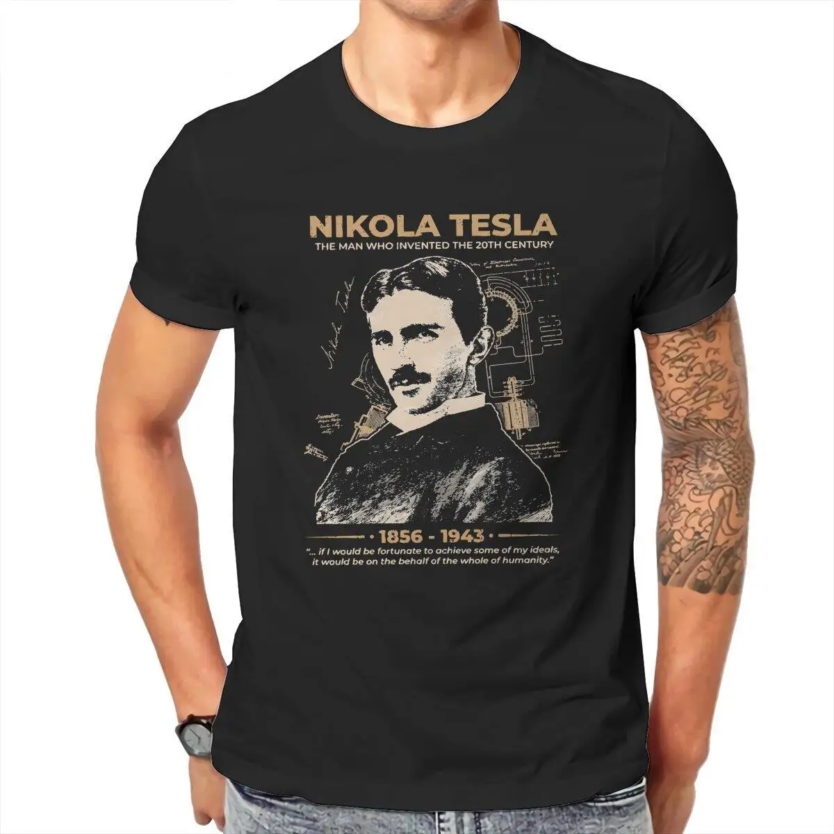 Nikola Tesla Science Scientist  Men's T Shirts Chemistry Math Teacher School Novelty Tee Shirt T-Shirt Cotton Plus Size Clothes
