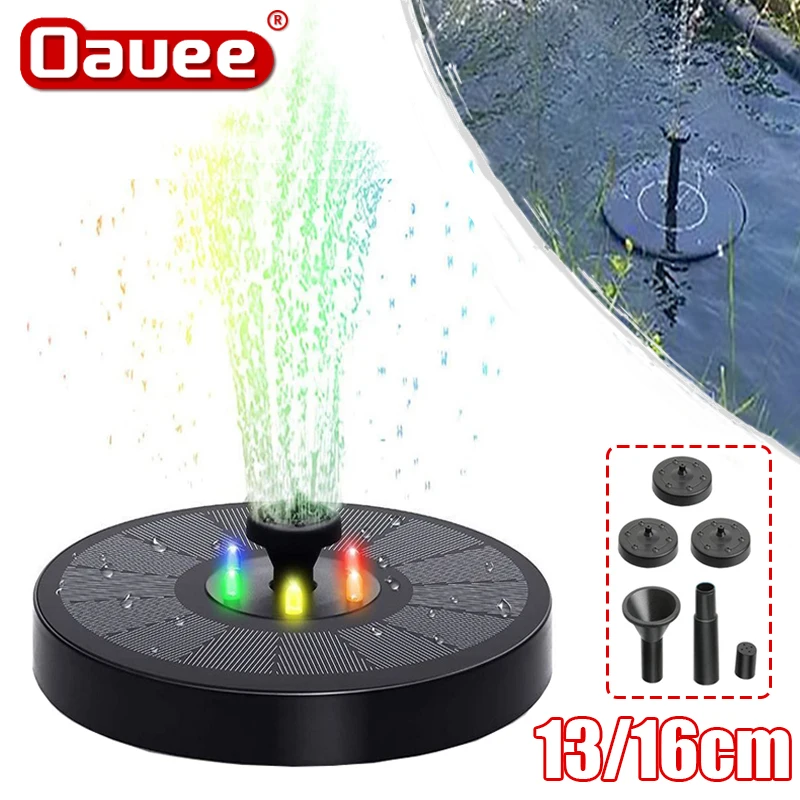 

Oauee 16/13cm Solar Fountain Floating Decor Pool Pond Waterfall Fountain Solar Panel Powered Water Pump Garden Patio Decoration