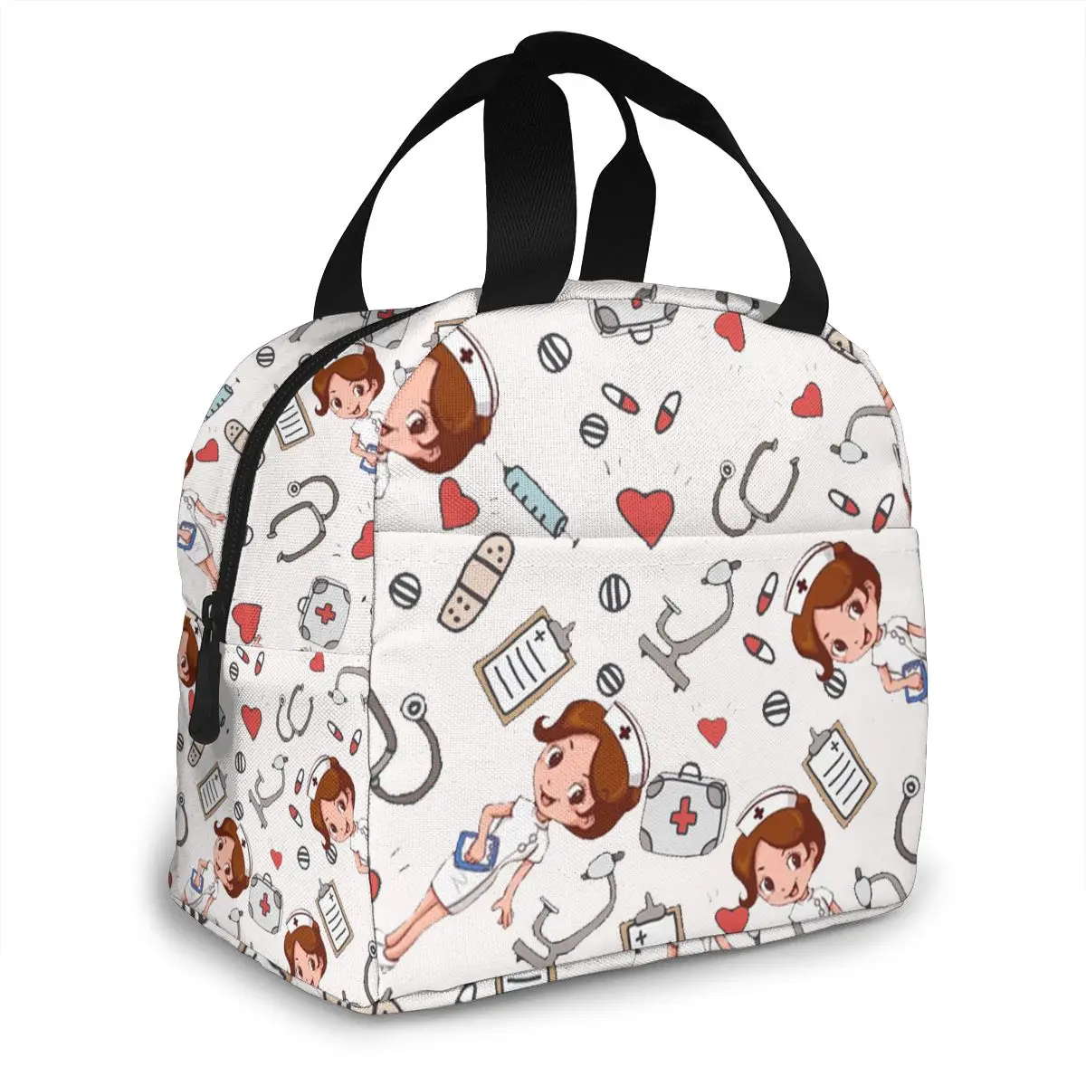 

Cute Nurse Insulated Lunch Bags Women Cartoon Nurse Print Thermal Food Bag Bento Box for Kids School Lunch Storage