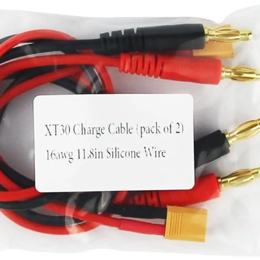 Фото Кабель питания XT30 (гнездо) на 4-мм банановый разъем, 16AWG, 30 см, адаптер для подключения аккумулятора дрона, для любителей моделей. №5