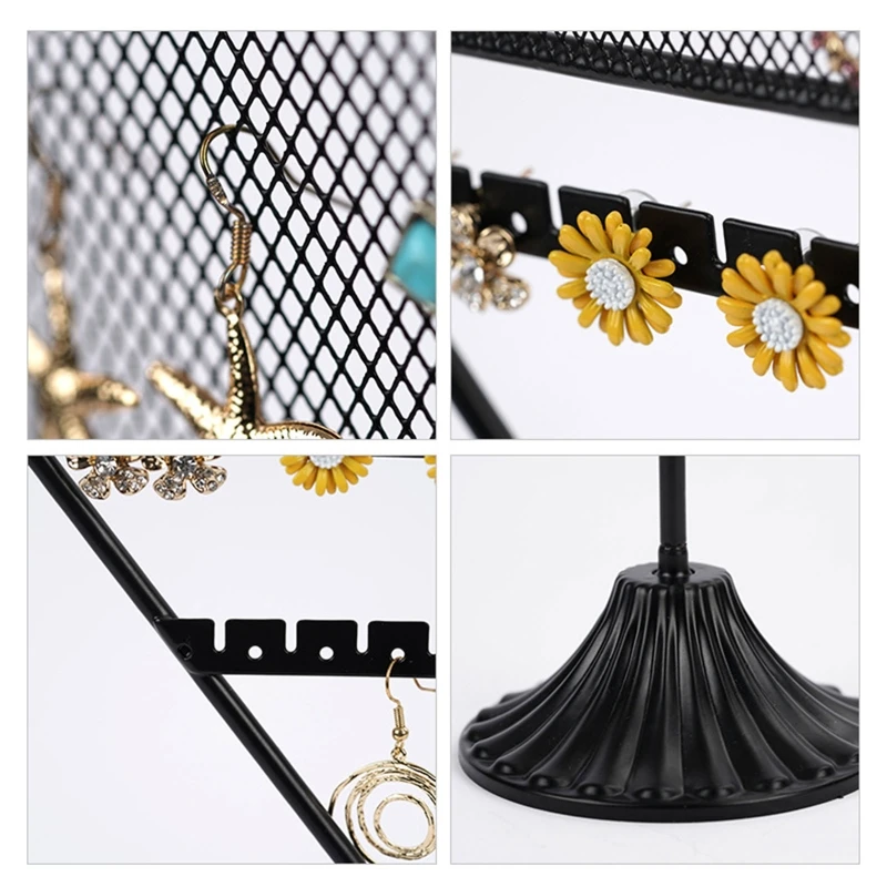 

Earrings Necklace Display Stand Wrought Iron Earrings Organizer Ear Studs Display Rack Hanging Jewelry Showcase Rack T8DE