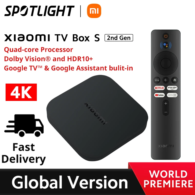Быстрая доставка, стандартная ТВ-приставка Xiaomi Mi S (2-е поколение), 4K Ultra HD, 2 ГБ, 8 ГБ, Google TV, Wi-Fi, BT, 5,2 Dolby Vision, медиаплеер - ТОП 100 товаров марта