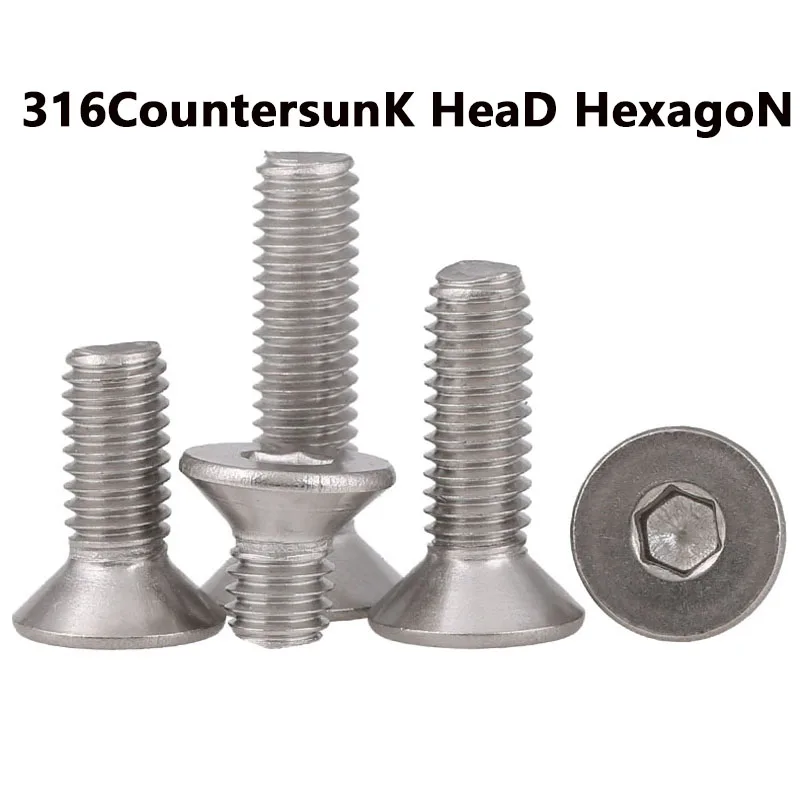 

M3M4M5M6M8M10 316 Stainless Steel Countersunk Head Inner Hexagon Screw Flat Head Nut Accessories Daquan Bolt