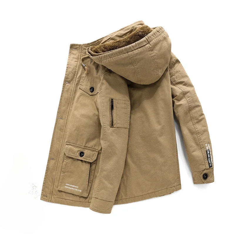 Prowow Зимняя хлопковая куртка мужское пальто с плотным бархатом повседневное из