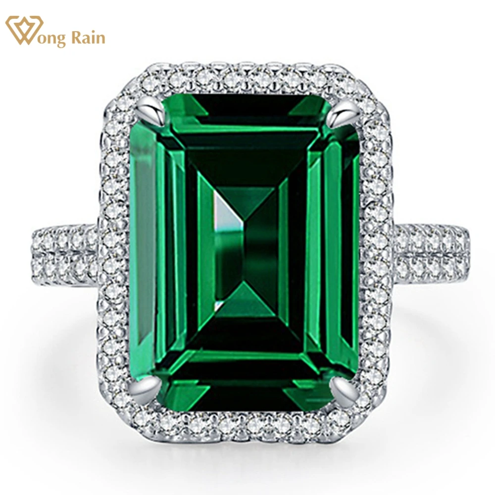 

Wong Rain 100% 925 Sterling Silver 10*14MM 6.5CT Emerald Gemstone Fine Ring for Women Engagement Jewelry Wedding Gifts Wholesale