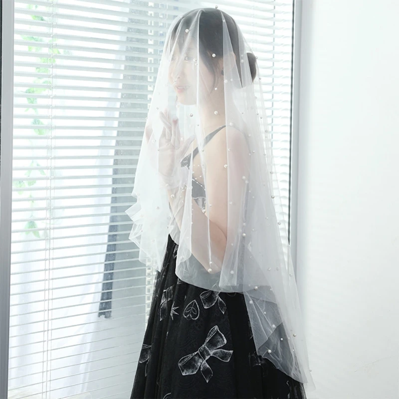 Фата невесты без гребня однослойная декоративная Тюлевая короткая Прозрачная с