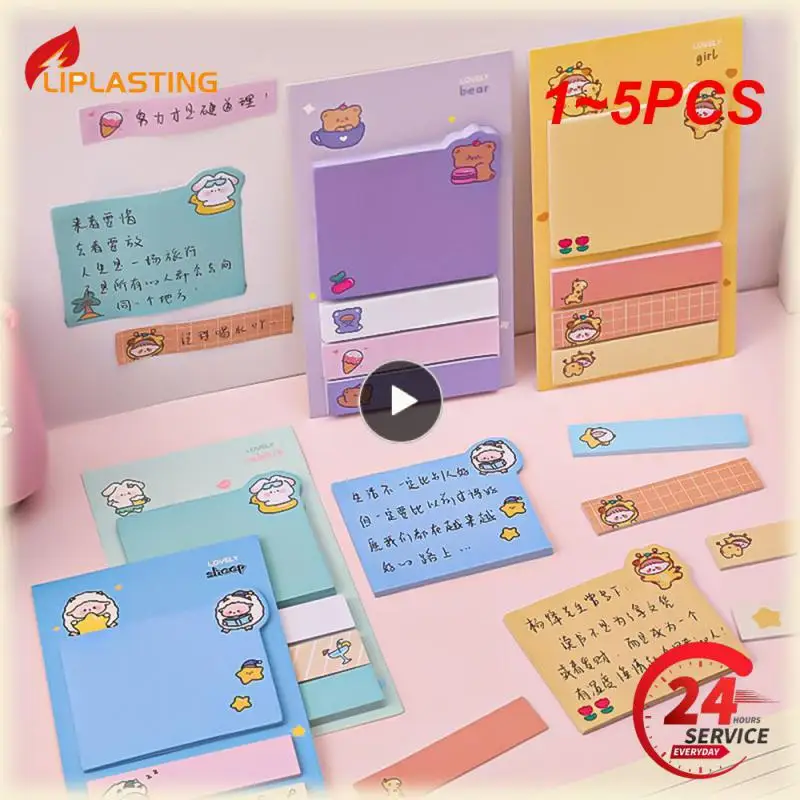 

1~5PCS Kawaii Paper Sticky Notes Creative Notepad Memo Pads Office School Stationery Adhesive Stickers Posted it