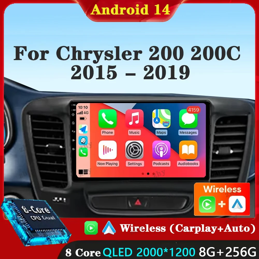 9-дюймовый автомобильный Raido Carplay Android 14 для Chrysler 200 200C 2015-2019 авто мультимедийный