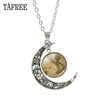 map earth photo moon shape pendant necklace charms glass dome women necklace party jewelry t198