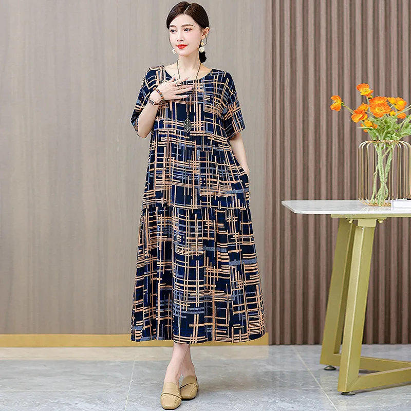 Фото XL-5XL винтажное женское ночное платье с принтом, ночная рубашка с короткими рукавами для отдыха, большие размеры, ночные рубашки для мам, домашняя одежда, женская ночная рубашка №1