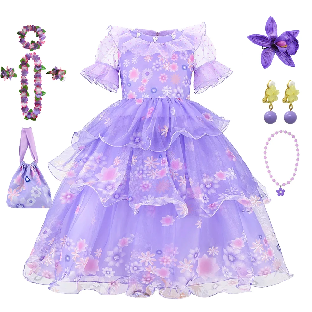 Princess Encanto Dolores Pepa Cosplay Costume Isabela Dress Up Kids Outfits Helloween Carnival Mirabel Girls Clothes Vestidos