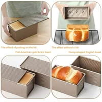 2022mlia rectangular loaf pan carbon steel nonstick bellows with cover toast box mold bread mold eco friendly baking tools for c