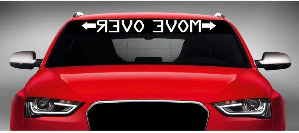 

For Noizy Graphics 40" x 4" Move Over (Mirrored) Funny Car Windshield Sticker Truck Window Vinyl Decal