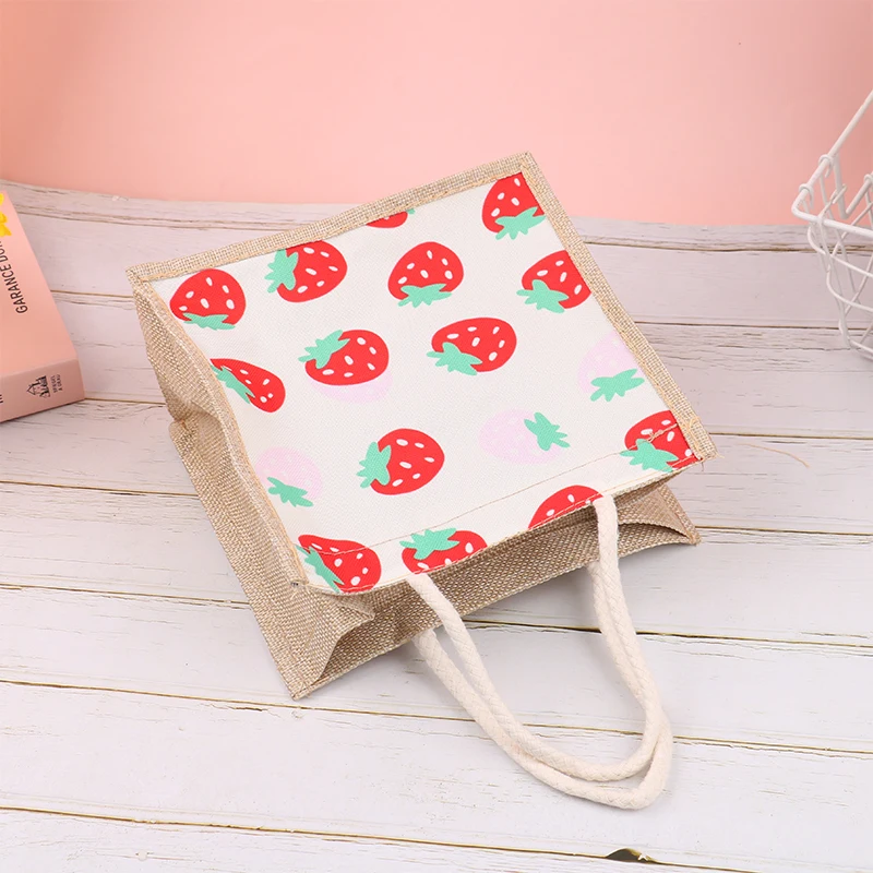 

Милая мультяшная кавайная универсальная сумка бэнто, маленькая Льняная сумка, женская сумка для ланча, Холщовая Сумка