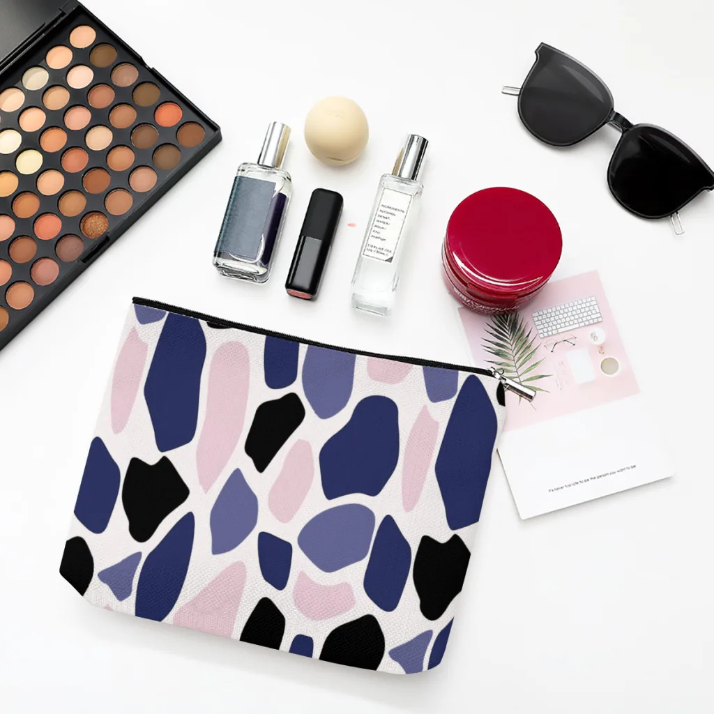 

Plaques Linen Women Cosmetic Bag Pattern Design Makeup Pouch Lady Tote Purse Zipper Clutch Phone Purse
