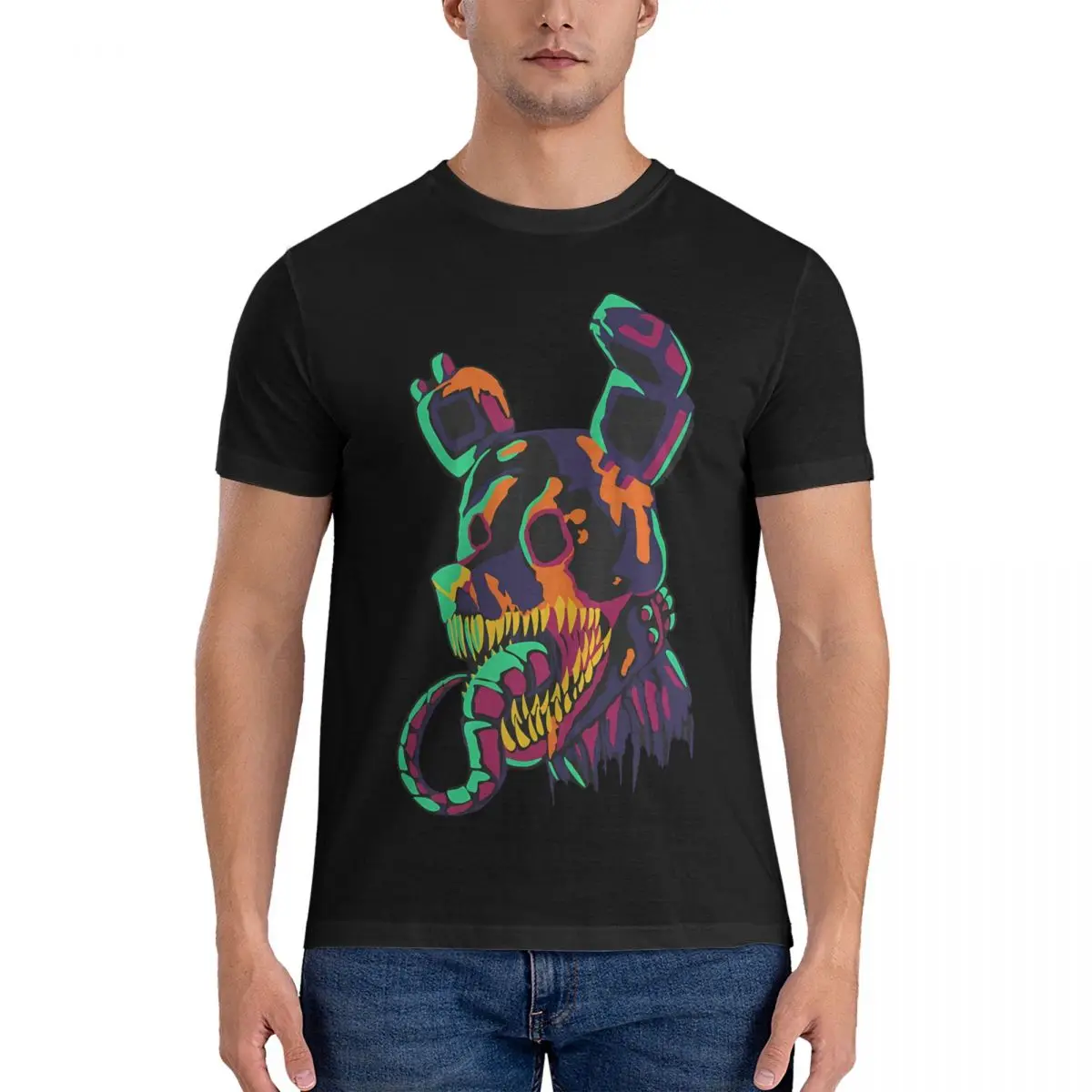 Мужская хлопковая футболка с коротким рукавом круглым вырезом