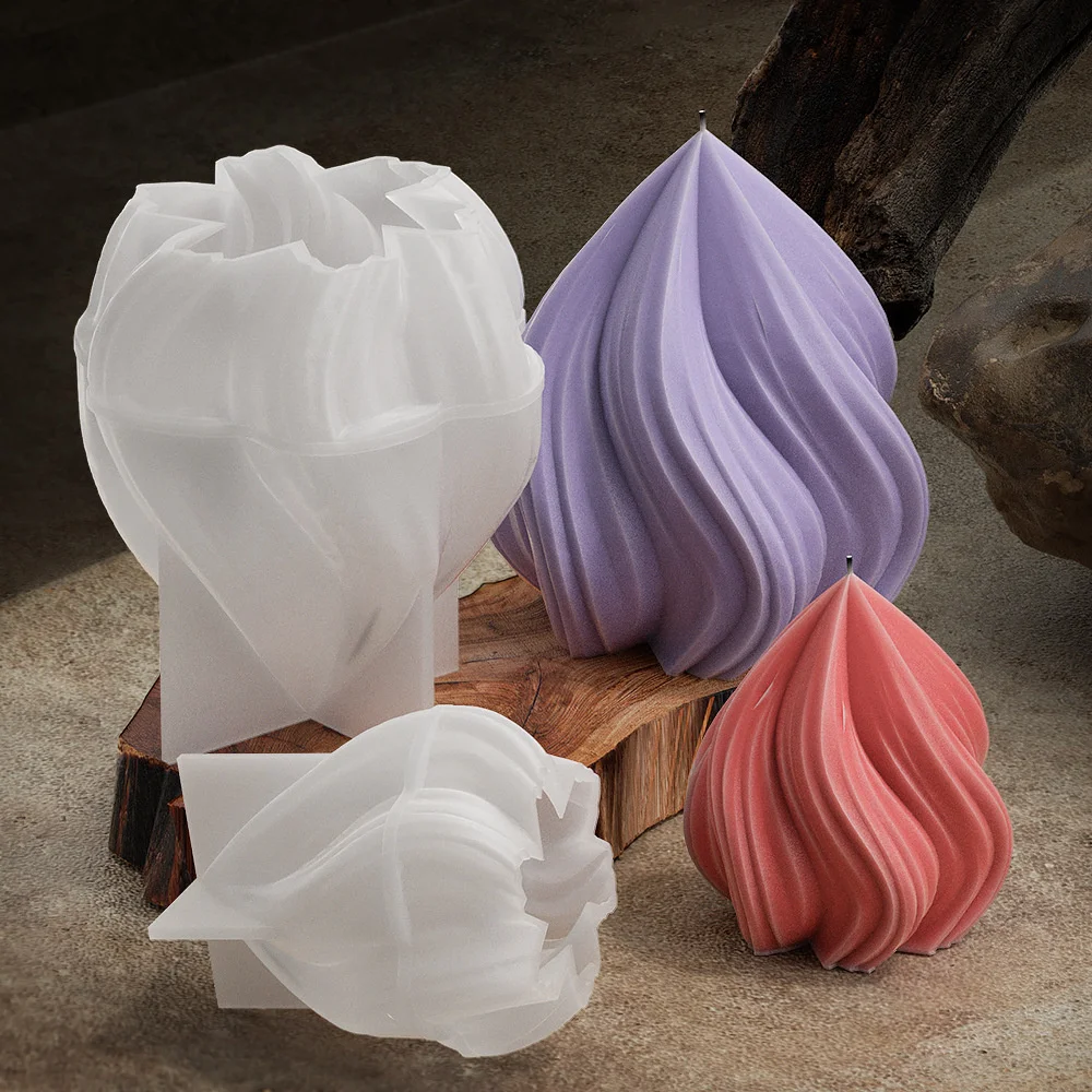 Спиральная каплевидная силиконовая форма для изготовления свечей гель-мыло