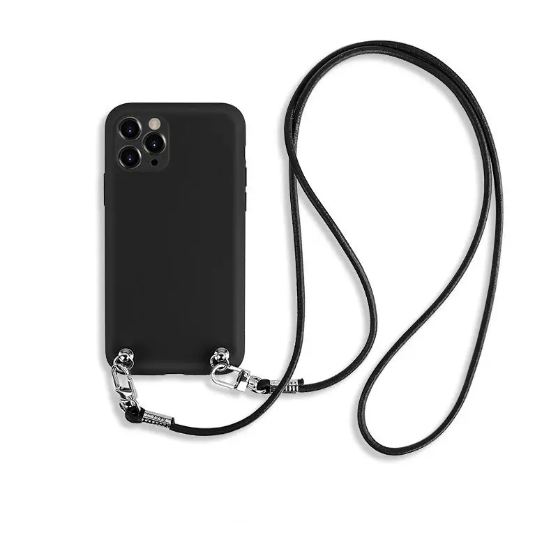 

luxury cowhide lanyard diagonally Crossbody phone case For iphone 14 11 12 13 pro max liquid silicone case shell cover for women