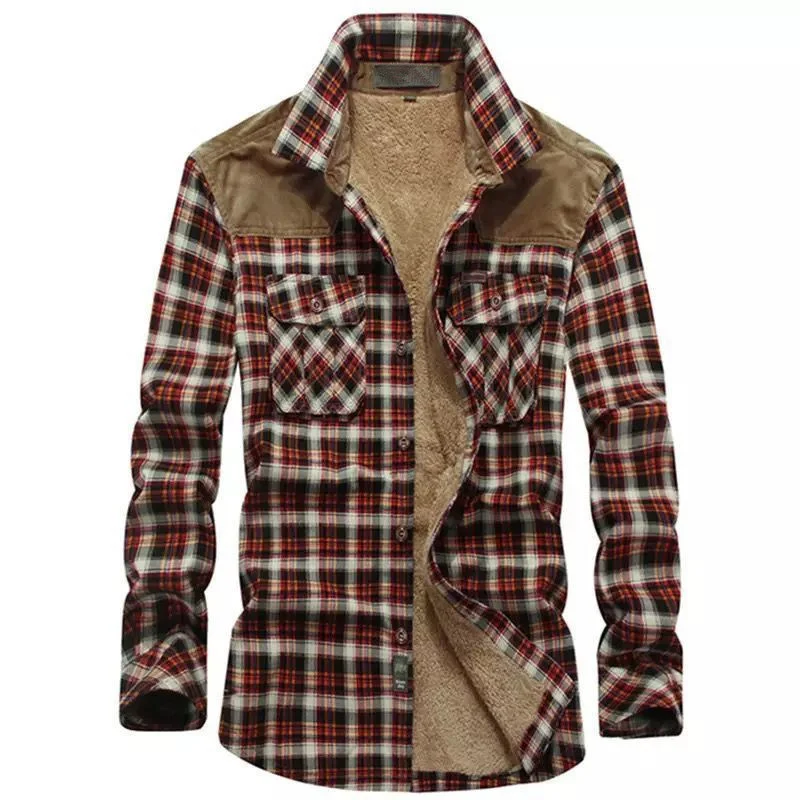 

Autumn and Winter New Thickened Casual Plaid Youth Spot Brown Loose Men's Clothing