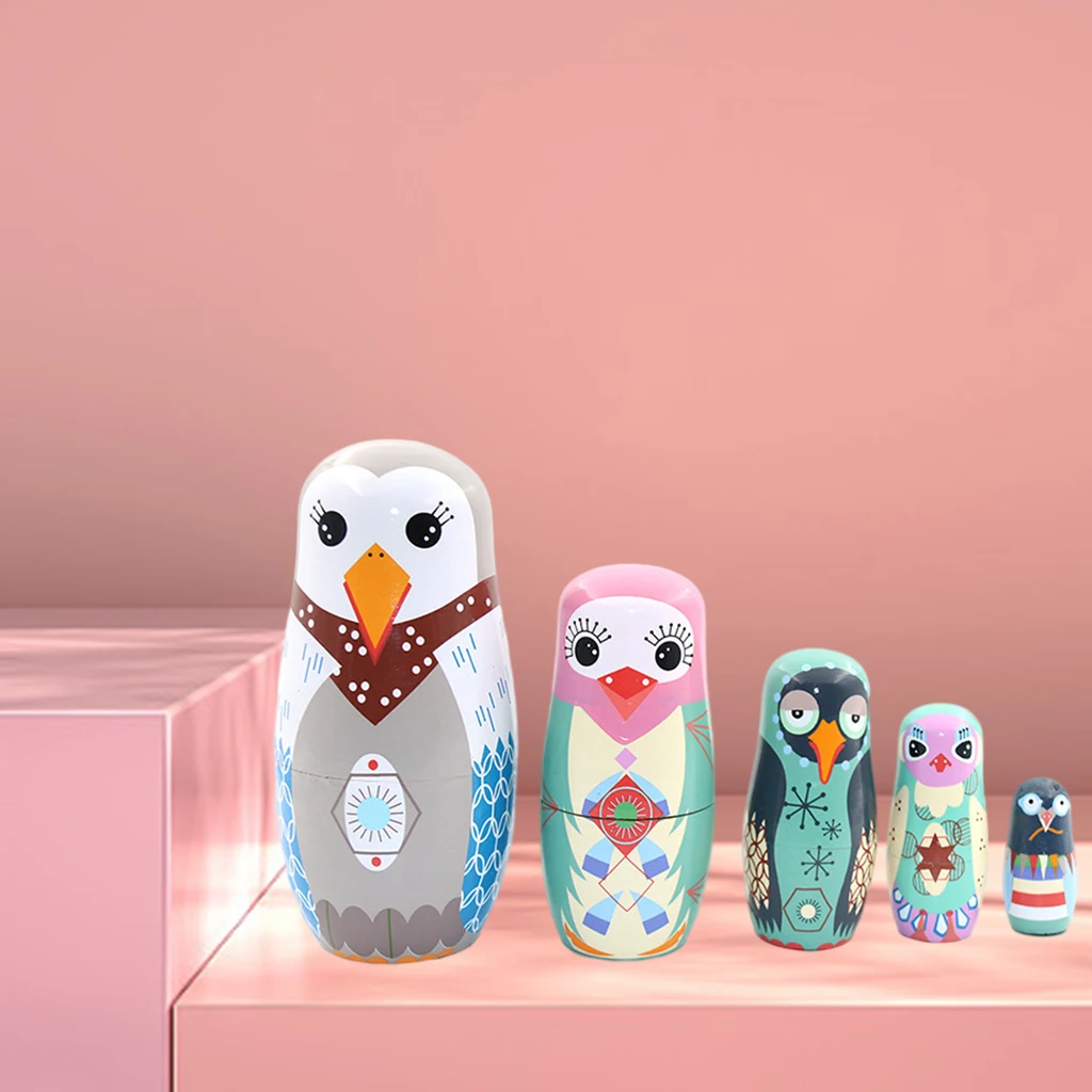 

5 Layers Wooden Matryoshka Russian Nesting Doll Owl Nesting Dolls