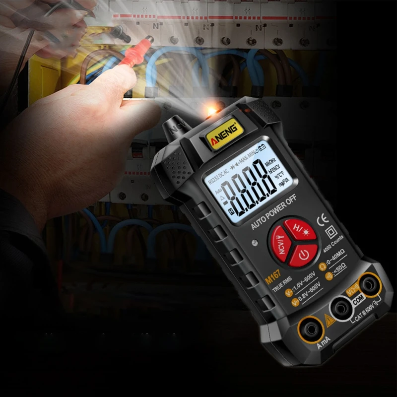 

Digital Multimeter Data Hold TRMS 4000 Counts LCD Screen Auto-Ranging Tester Measures DC/AC Voltage Current Resistance