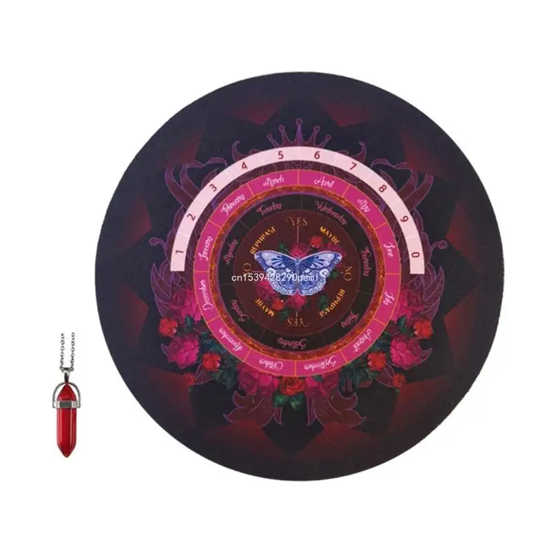 Коврик для гадания с хрустальным маятником комплект ожерелья резиновый