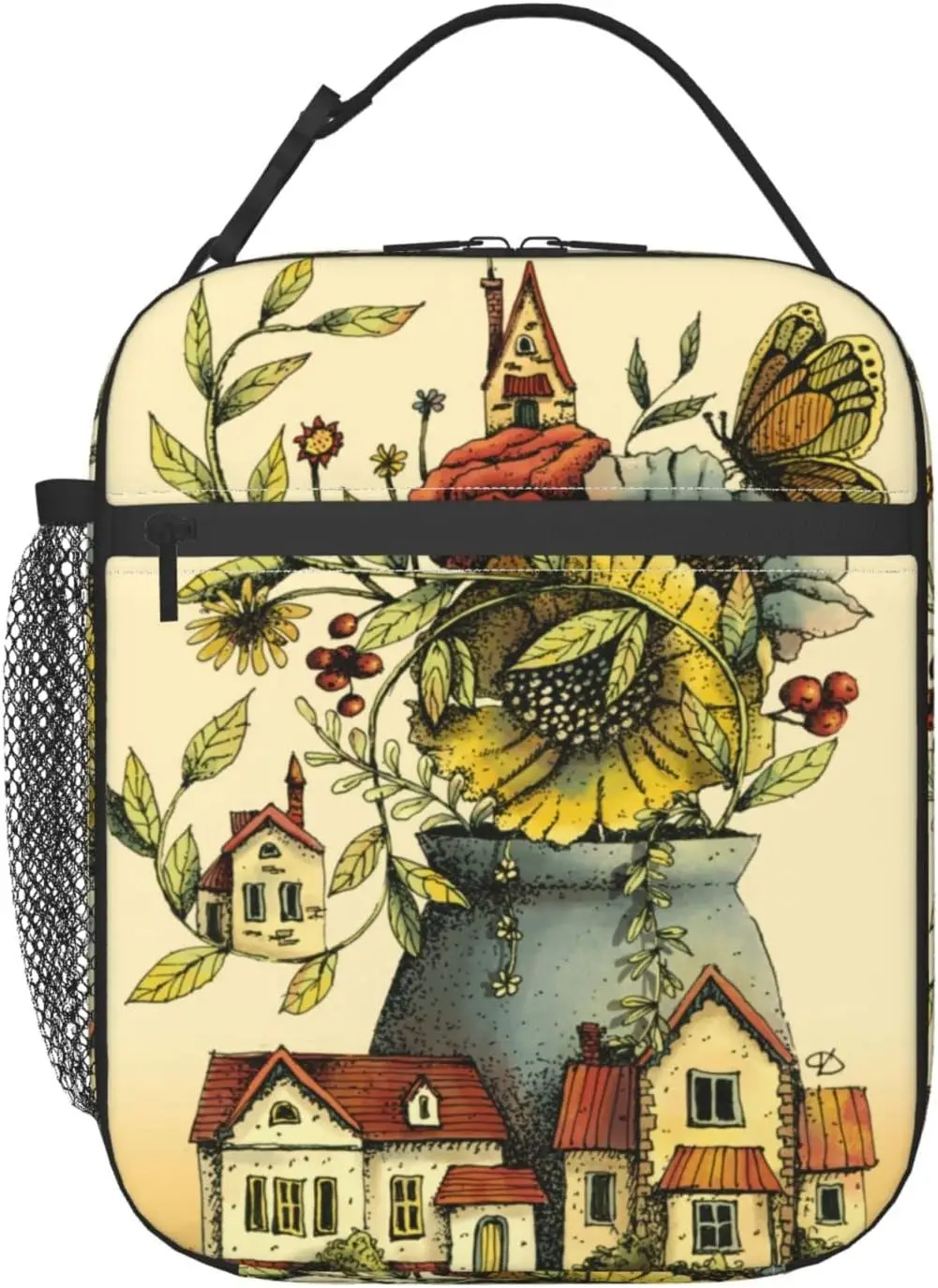 

Lunch Bag, Sunflower Butterfly Magic House Insulation Box, Reusable Leak Proof Food Handbag, Suitable for Work, School, Picnic