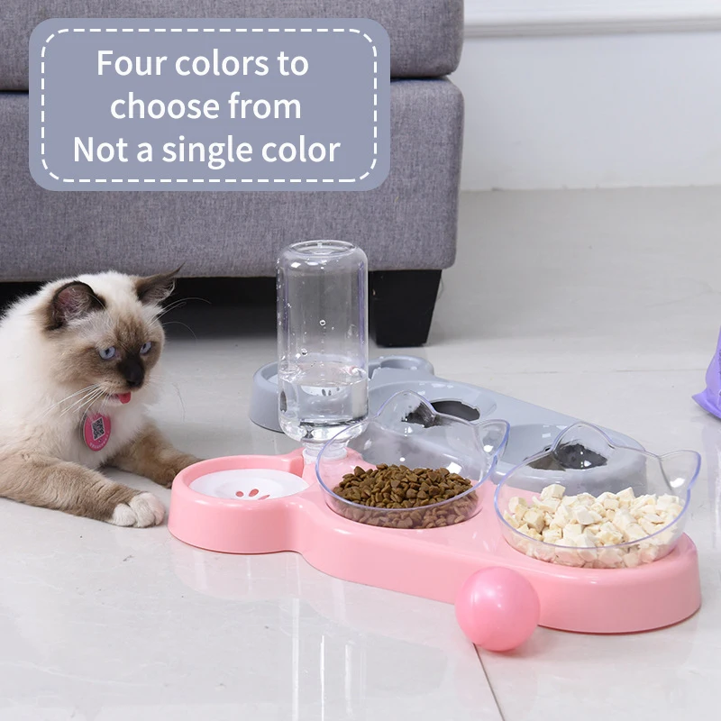 

Pet Cat Dog Double Bowl Drinking Raised Stand Dish Bowls For Cats Pet Bowls Automatic Waterer Feeder For Cats Dogs Accessories