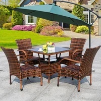 Combination Rattan Chair Small Coffee Table Three-piece Outdoor Balcony Table and Chair Leisure Courtyard Imitation Rattan Table