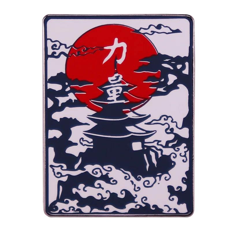 

Japanese Style Temple Scenery Metal Enamel Backpack Bag Lapel Badge Brooch Pin