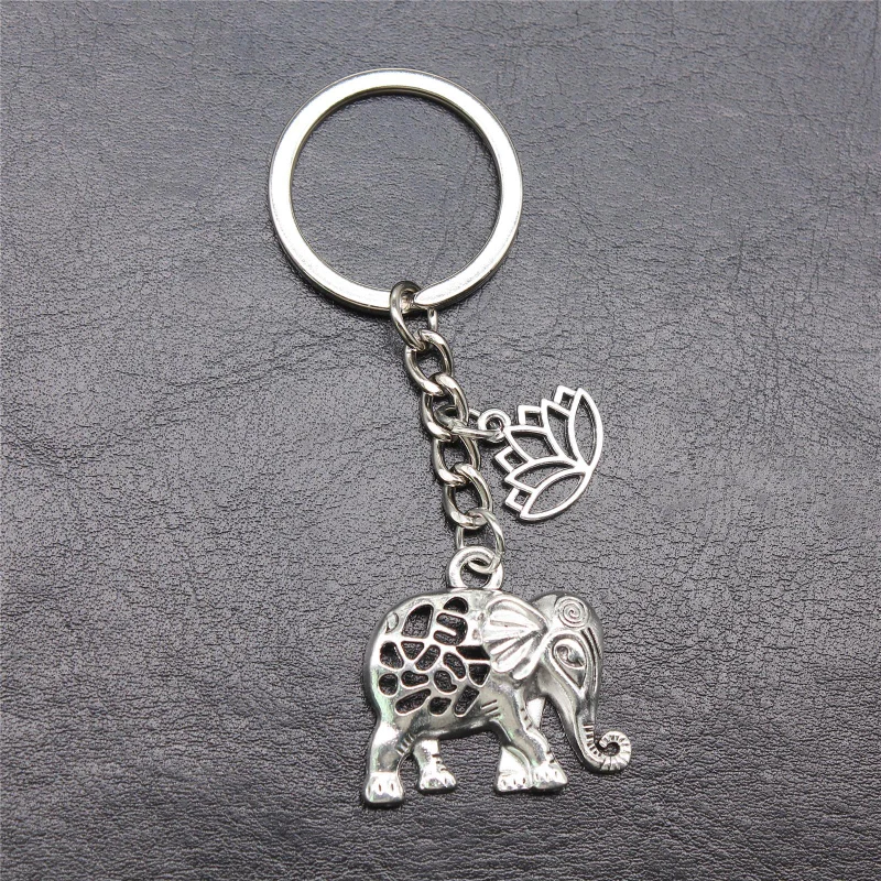 

Fashion Jewelry Zinc Alloy Pendant Keychain Cute Animal Elephant Lotus Flower Classic Gift