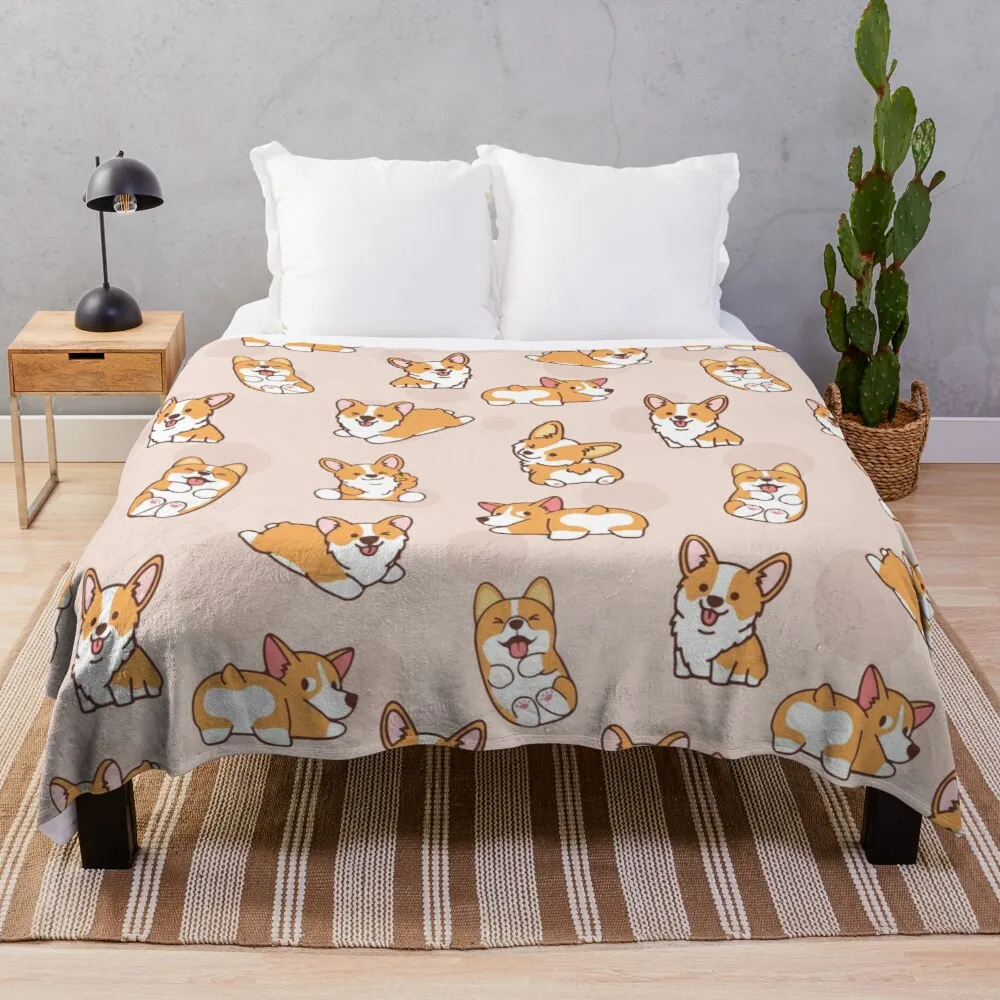 

Corgi Puppy Fun Throw Blanket Blanket fleece brand blankets
