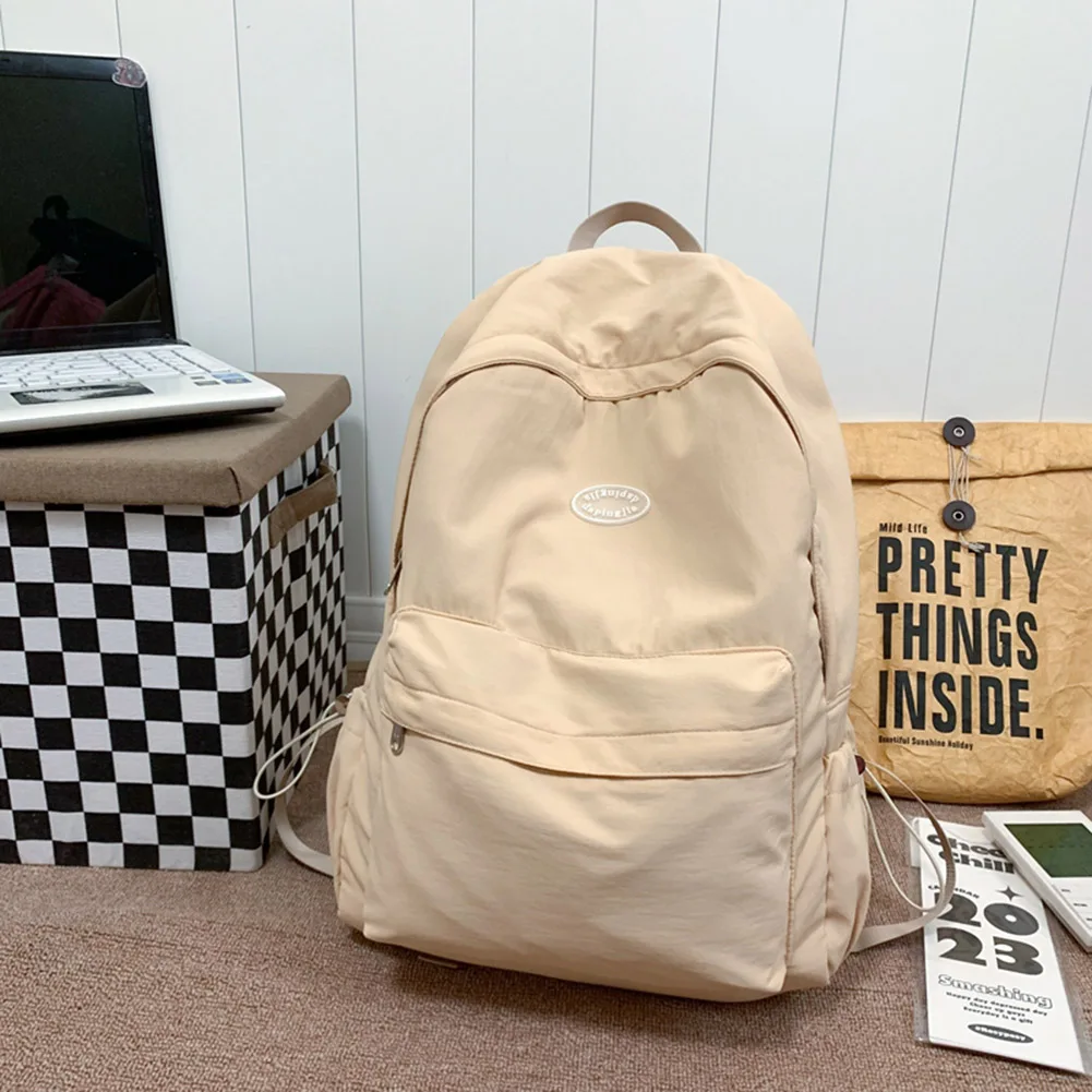 

Unisex Travel Backpack with Mesh Pockets Hiking Backpack Adjustable Strap Solid Color Lightweight Nylon Leisure Exercise Gym Bag