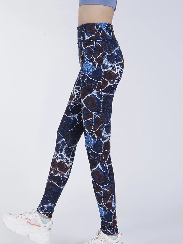 Леггинсы VIIANLES с принтом белого и темно-синего камня женские штаны для йоги