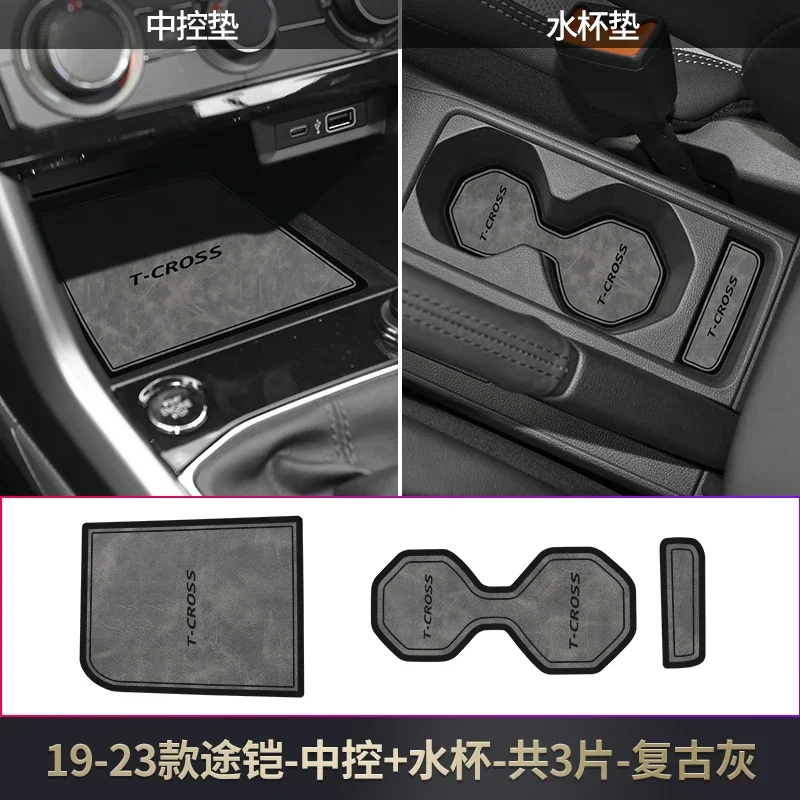 

​ ​ Для Volkswagen VW T-Cross 2019-2023 вставки подстаканника на центральной консоли – противоскользящие кожаные вкладыши для подносов с точным вырезом