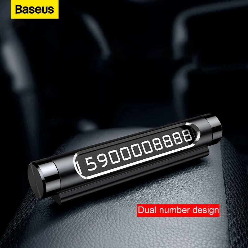 

Baseus Metal Car Temporary Parking Card Phone Number Hidden Dual Number Luminous Switchable Plate Auto Car Stickers Car-Styling