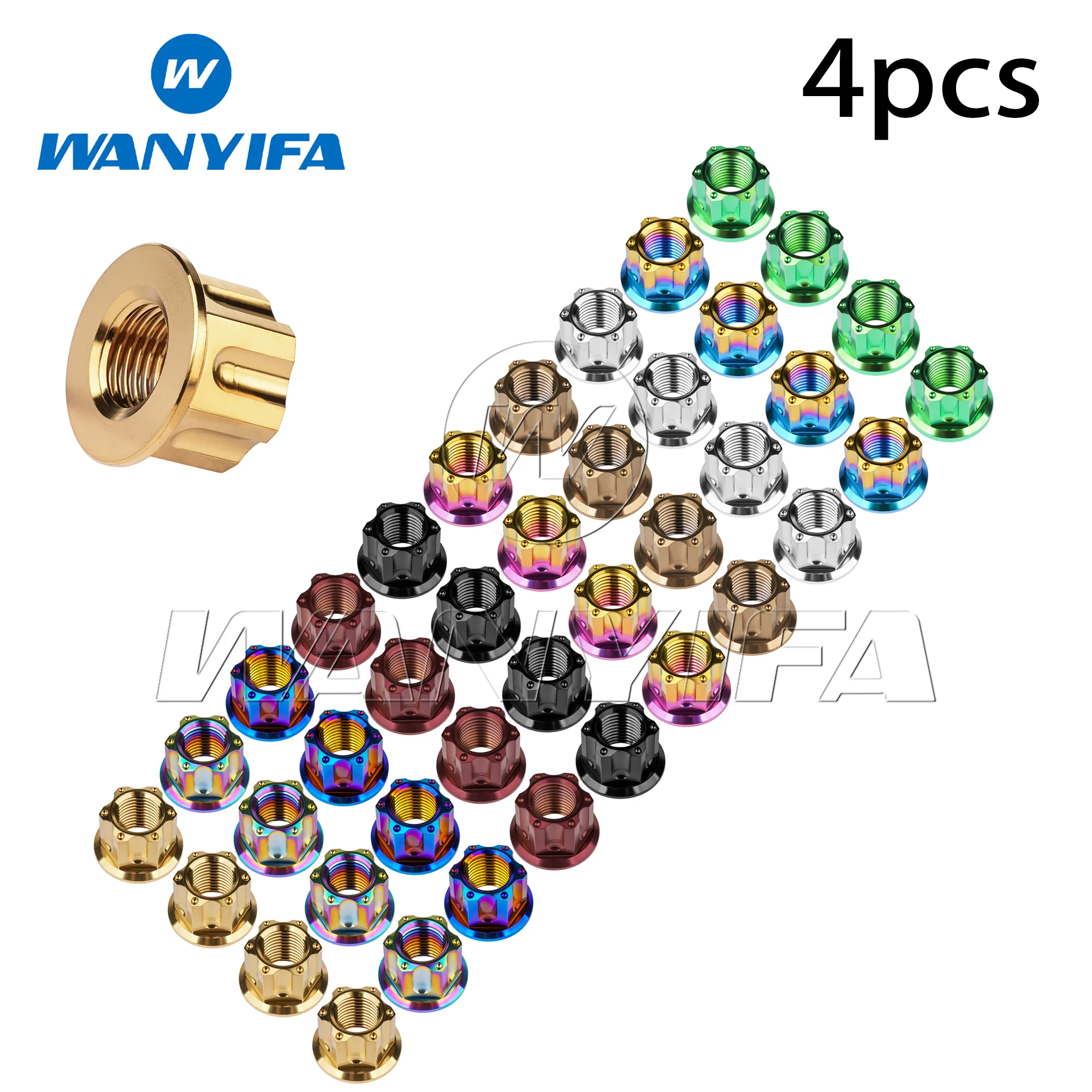 Фото Гайки из титанового сплава Wanyifa Grade 5, M6, M8, M10, M12 (шаг 1.25 мм), M14, M16 (шаг 1.5 мм), шестигранные фланцевые гайки Torx, крепеж для мотоциклов, 4 шт. №3