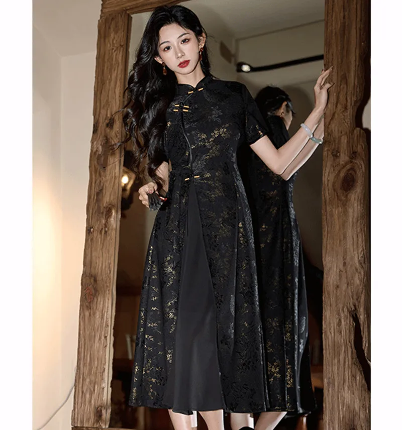 Весенне-летний сплит Aodai Qipao китайский стиль национальный с короткими рукавами
