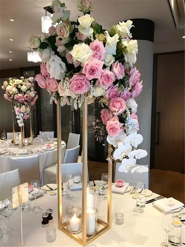 

Wedding Flower Stand Metal Gold Color Flower Vase Table Column For Wedding Centerpiece Decoration
