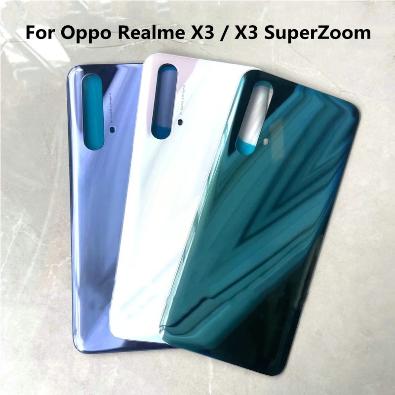 

6.6‘’ X 3 Housing For Oppo Realme X3 / X3 SuperZoom Glass Battery Cover Repair Replace Back Door Phone Rear Case + Logo Sticker