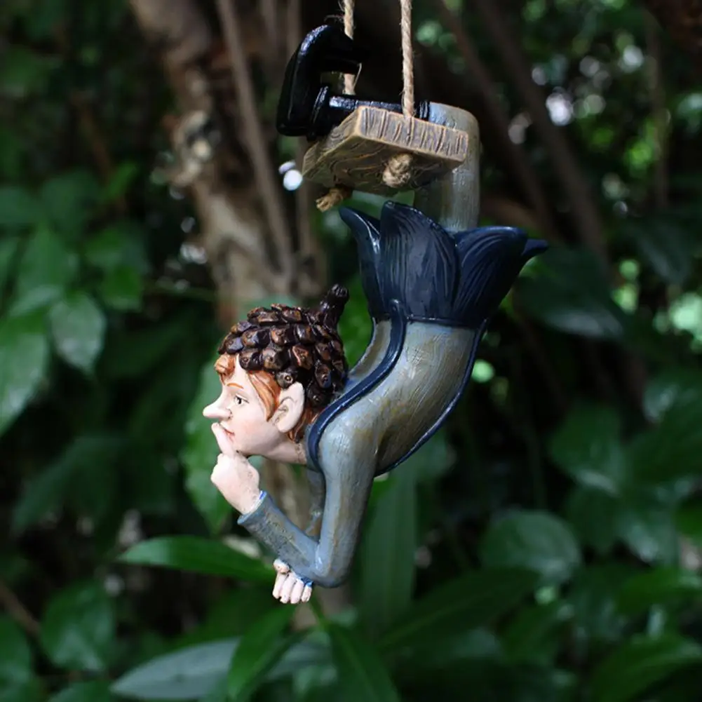 

Resin Creative Garden Elf Hanging Ornament Patio Fence Yard Decor Long Lifespan Elf Hanging Ornament Unique Shape for Yard