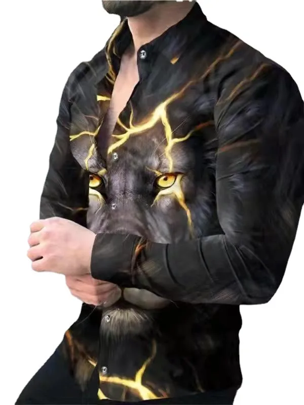 

Fashionable Men's Wear New Casual Personality Trendy Men's Long Sleeve 3D Digital Printed Shirt Large Shirt Men's Wear